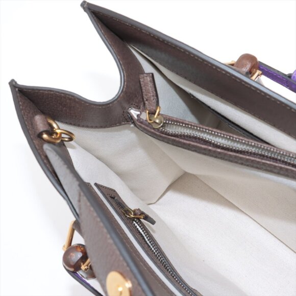 Gucci x Adidas Bamboo Diana Canvas & Leather 2 Way Handbag Beige×Brown 678842 - Picture 9 of 16